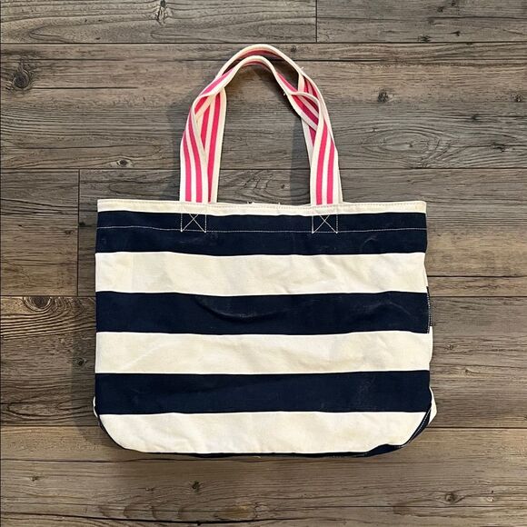 Pottery Barn Kids Striped Baby Bag with Pink Handles - Picture 3 of 8